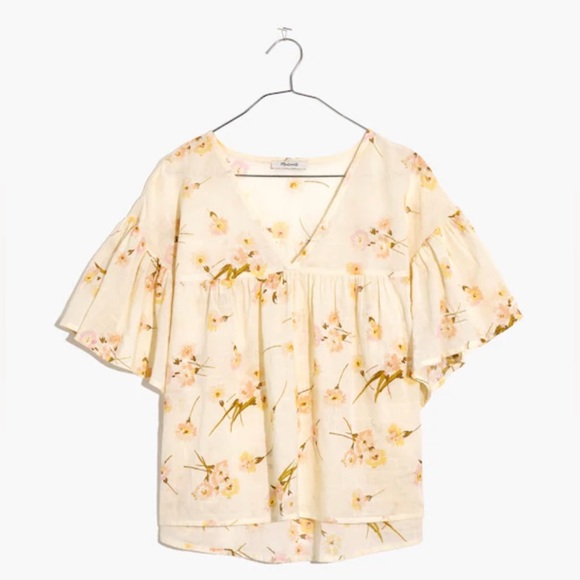 Madewell Flutter-Sleeve Rhyme Top in Floral Print size S - Picture 1 of 10